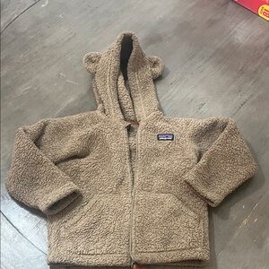Patagonia Tan Fleece Hoodie with Bear Ears